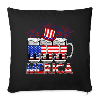 USA 4th of July Beer Merica - Sofa pillowcase 17,3'' x 17,3'' (45 x 45 cm) - black - Front