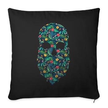 Amant barbe Homme Barbu Fleur - Housse de coussin décorative 45 x 45 cm - noir - Devant