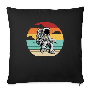 Cosmonaute Rétro Vaisseau Spatial Taikonaut Spaceman - Housse de coussin décorative 45 x 45 cm - noir - Devant