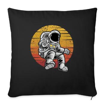 Cosmonaute Rétro Vaisseau Spatial Taikonaut Spaceman - Housse de coussin décorative 45 x 45 cm - noir - Devant