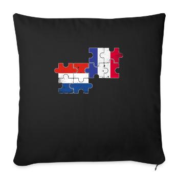 Pays-Bas France Vintage Flag Néerlandais - Housse de coussin décorative 45 x 45 cm - noir - Devant