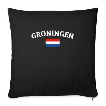 Groningue Pays-Bas Drapeau néerlandais - Housse de coussin décorative 45 x 45 cm - noir - Devant