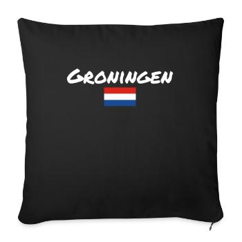 Groningue Pays-Bas Drapeau néerlandais - Housse de coussin décorative 45 x 45 cm - noir - Devant