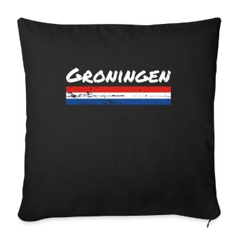 Groningue Pays-Bas Drapeau néerlandais - Housse de coussin décorative 45 x 45 cm - noir - Devant