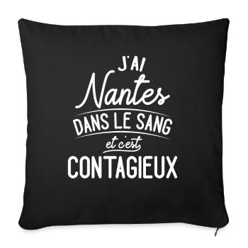 Nantes Dans Le Sang Cadeau Nantais - Housse de coussin décorative 45 x 45 cm - noir - Devant