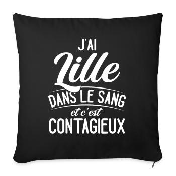 Lille Dans Le Sang Cadeau Lillois - Housse de coussin décorative 45 x 45 cm - noir - Devant