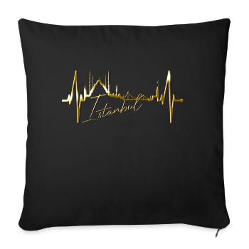 Istanbul Skyline Heartbeat Turkey I Love Türkiye - Sofa pillowcase 17,3'' x 17,3'' (45 x 45 cm) - black - Front