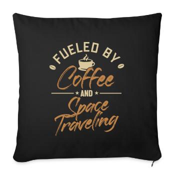 Alimenté par le café et le vaisseau spatial voyageant dans l’espace - Housse de coussin décorative 45 x 45 cm - noir - Devant
