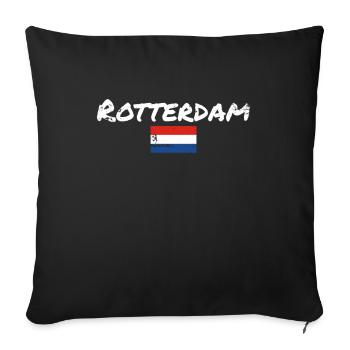 Rotterdam, Pays-Bas, Drapeau d’époque - Housse de coussin décorative 45 x 45 cm - noir - Devant