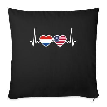 Pays-Bas États-Unis Heartbeat Flag Néerlandais - Housse de coussin décorative 45 x 45 cm - noir - Devant
