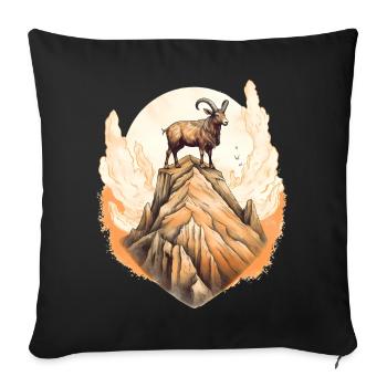 Mystical mountain goat print - Sofa pillowcase 17,3'' x 17,3'' (45 x 45 cm) - black - Front