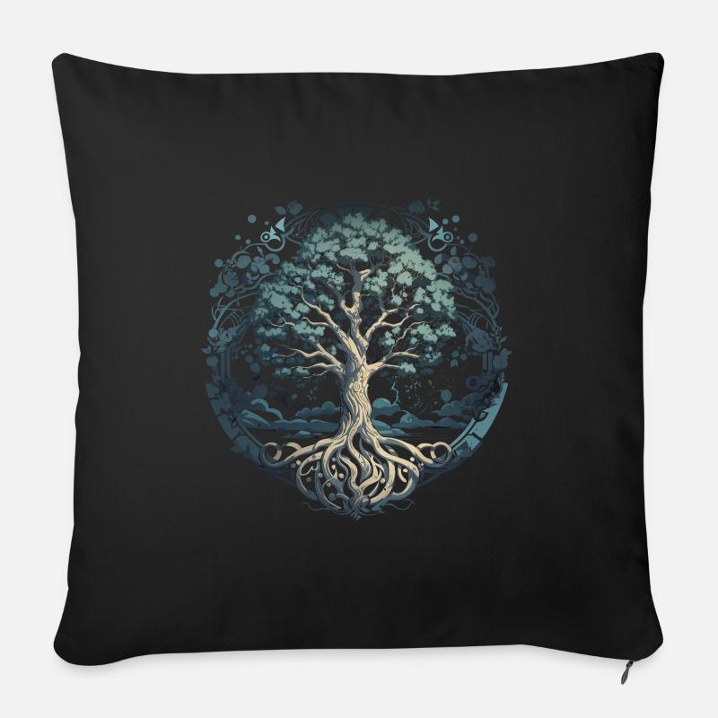 Baum des Lebens Yggdrasil Wikinger Midgard Thor - Sofakissenbezug 45 x 45 cm - Schwarz