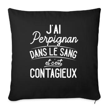 Perpignan Dans Le Sang Cadeau Perpignanais - Housse de coussin décorative 45 x 45 cm - noir - Devant