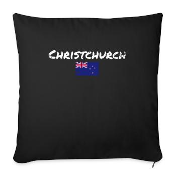 Christchurch Vintage drapeau néo-zélandais - Housse de coussin décorative 45 x 45 cm - noir - Devant