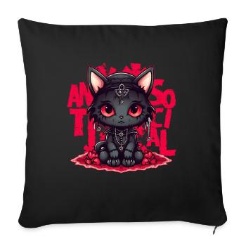 Kawaii Anime Gothic Cat Antisocial Introvert Menhe - Sofakissenbezug 45 x 45 cm - Schwarz - Vorne