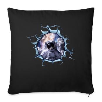 Taikonaut, Cosmonaut, Spaceship, Spaceman - Sofa pillowcase 17,3'' x 17,3'' (45 x 45 cm) - black - Front