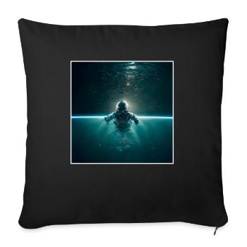 Taikonaut, Cosmonaut, Spaceship, Spaceman - Sofa pillowcase 17,3'' x 17,3'' (45 x 45 cm) - black - Front