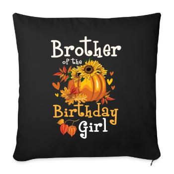 Frère de la fille d’anniversaire - Housse de coussin décorative 45 x 45 cm - noir - Devant