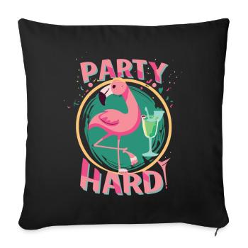 Party Flamingo Flair - Spaß, Freiheit, Feierlaune - Sofakissenbezug 45 x 45 cm - Schwarz - Vorne