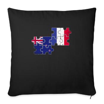 Nouvelle-Zélande France Vintage Flag Néo-Zélandais - Housse de coussin décorative 45 x 45 cm - noir - Devant