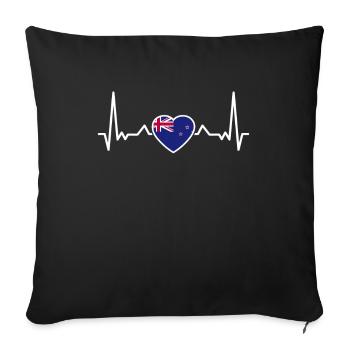 New Zealand Heartbeat Flag New Zealander - Sofa pillowcase 17,3'' x 17,3'' (45 x 45 cm) - black - Front