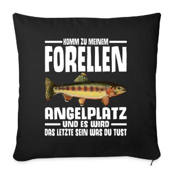 Forellen Angeln - Sofakissenbezug 45 x 45 cm - Schwarz - Vorne