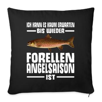 Forellen Angeln - Sofakissenbezug 45 x 45 cm - Schwarz - Vorne