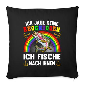 Forellen Angeln - Sofakissenbezug 45 x 45 cm - Schwarz - Vorne