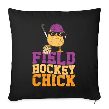 Hockey sur gazon Poulet Hockey sur gazon - Housse de coussin décorative 45 x 45 cm - noir - Devant