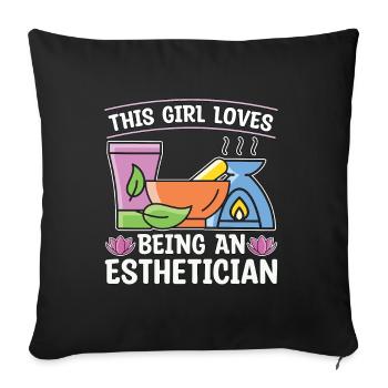 Esthéticienne Cette fille aime être cosmétologue - Housse de coussin décorative 45 x 45 cm - noir - Devant
