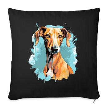 Chien Azawakh - Housse de coussin décorative 45 x 45 cm - noir - Devant