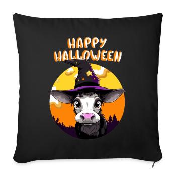 Halloween Cow Vegan Witch Hat Farmer Witch Star - Sofa pillowcase 17,3'' x 17,3'' (45 x 45 cm) - black - Front