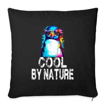 Pinguin Cool By Nature für Pinguin Fan - Sofakissenbezug 45 x 45 cm - Schwarz - Vorne