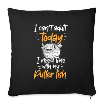 Besoin de temps avec Puffer Fish Aquaristics - Housse de coussin décorative 45 x 45 cm - noir - Devant