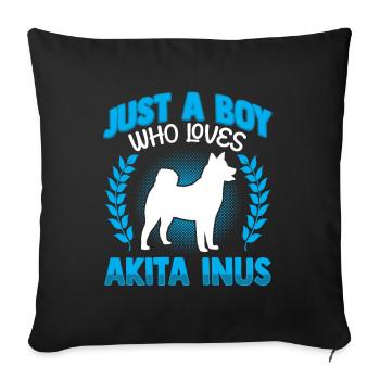 Garçon qui aime Akita Inu Shiba Inu - Housse de coussin décorative 45 x 45 cm - noir - Devant