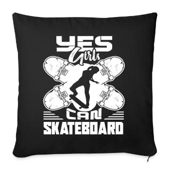 Skateboarding Girls Can Skateboarding - Sofa pillowcase 17,3'' x 17,3'' (45 x 45 cm) - black - Front