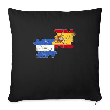 Nicaragua Espagne Drapeau Vintage Nicaraguayens - Housse de coussin décorative 45 x 45 cm - noir - Devant
