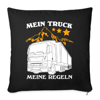 LKW Witz Trucker LKW-Fahrer Lastwagen - Sofakissenbezug 45 x 45 cm - Schwarz - Vorne