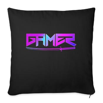 Gamer mit Schwert - Sofakissenbezug 45 x 45 cm - Schwarz - Vorne