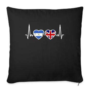 Nicaragua UK Vintage Heartbeat Flag - Sofa pillowcase 17,3'' x 17,3'' (45 x 45 cm) - black - Front