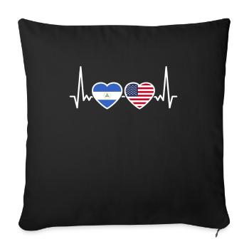 Nicaragua USA Heartbeat Flag Nicaraguan - Sofa pillowcase 17,3'' x 17,3'' (45 x 45 cm) - black - Front