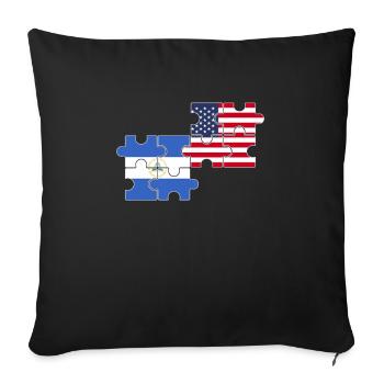 Nicaragua USA Drapeau américain Nicaragua - Housse de coussin décorative 45 x 45 cm - noir - Devant