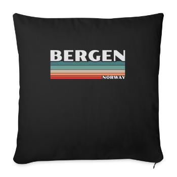 Bergen Norvège Rétro Norvège Norvégien Norvégien - Housse de coussin décorative 45 x 45 cm - noir - Devant