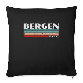 Bergen Norway Retro Vintage Norway Norwegian - Sofa pillowcase 17,3'' x 17,3'' (45 x 45 cm) - black - Front