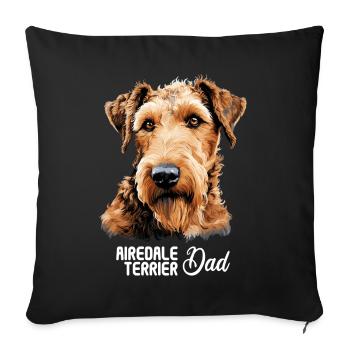 Dog Airedale Terrier - Sofa pillowcase 17,3'' x 17,3'' (45 x 45 cm) - black - Front