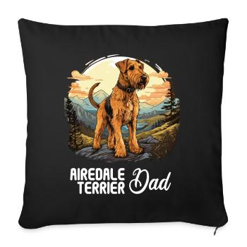 Dog Airedale Terrier - Sofa pillowcase 17,3'' x 17,3'' (45 x 45 cm) - black - Front