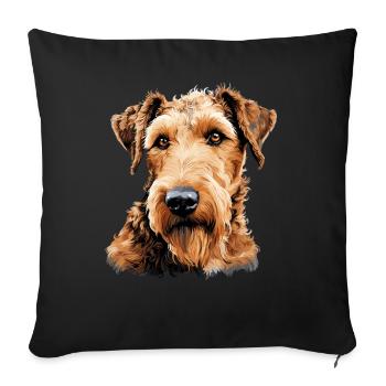 Dog Airedale Terrier - Sofa pillowcase 17,3'' x 17,3'' (45 x 45 cm) - black - Front