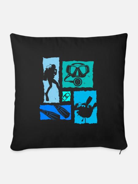 Taucher Retro - Sofakissenbezug 45 x 45 cm - Schwarz