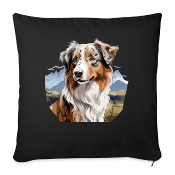 Hund Australian Shepherd - Sofakissenbezug 45 x 45 cm - Schwarz - Vorne