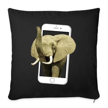 Smartphone with elephant - Elephant in Africa - Sofa pillowcase 17,3'' x 17,3'' (45 x 45 cm) - black - Front